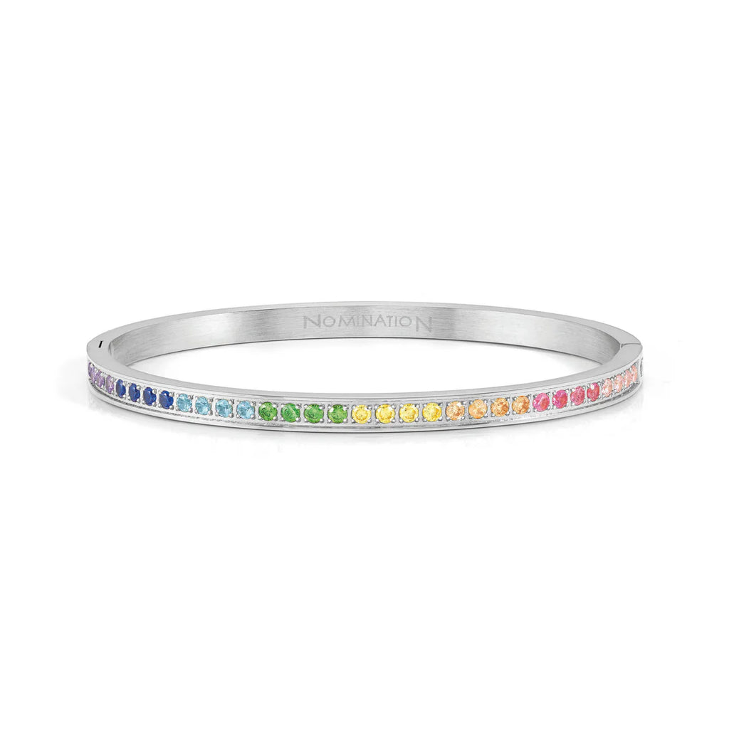 Pretty Bangles: Silver with Rainbow CZ