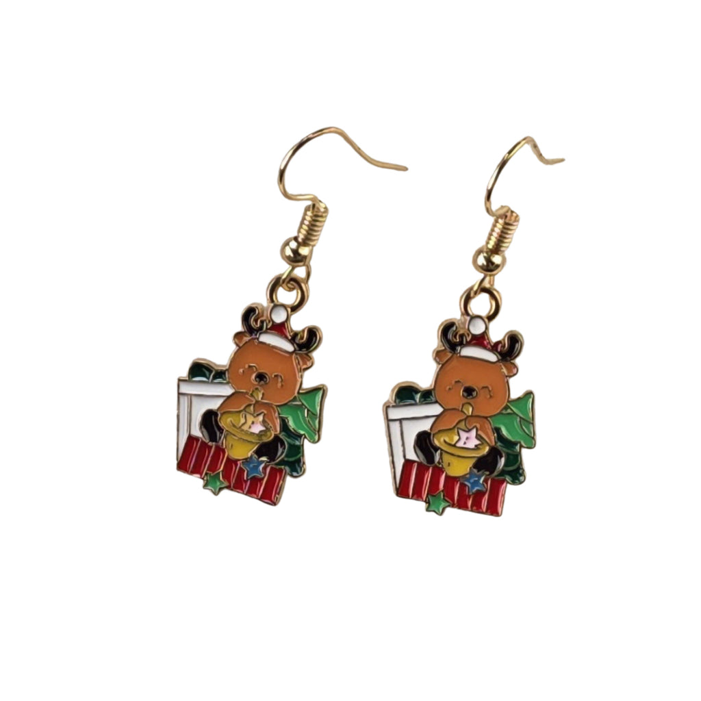 Christmas Reindeer with Presents Fashion Earring
