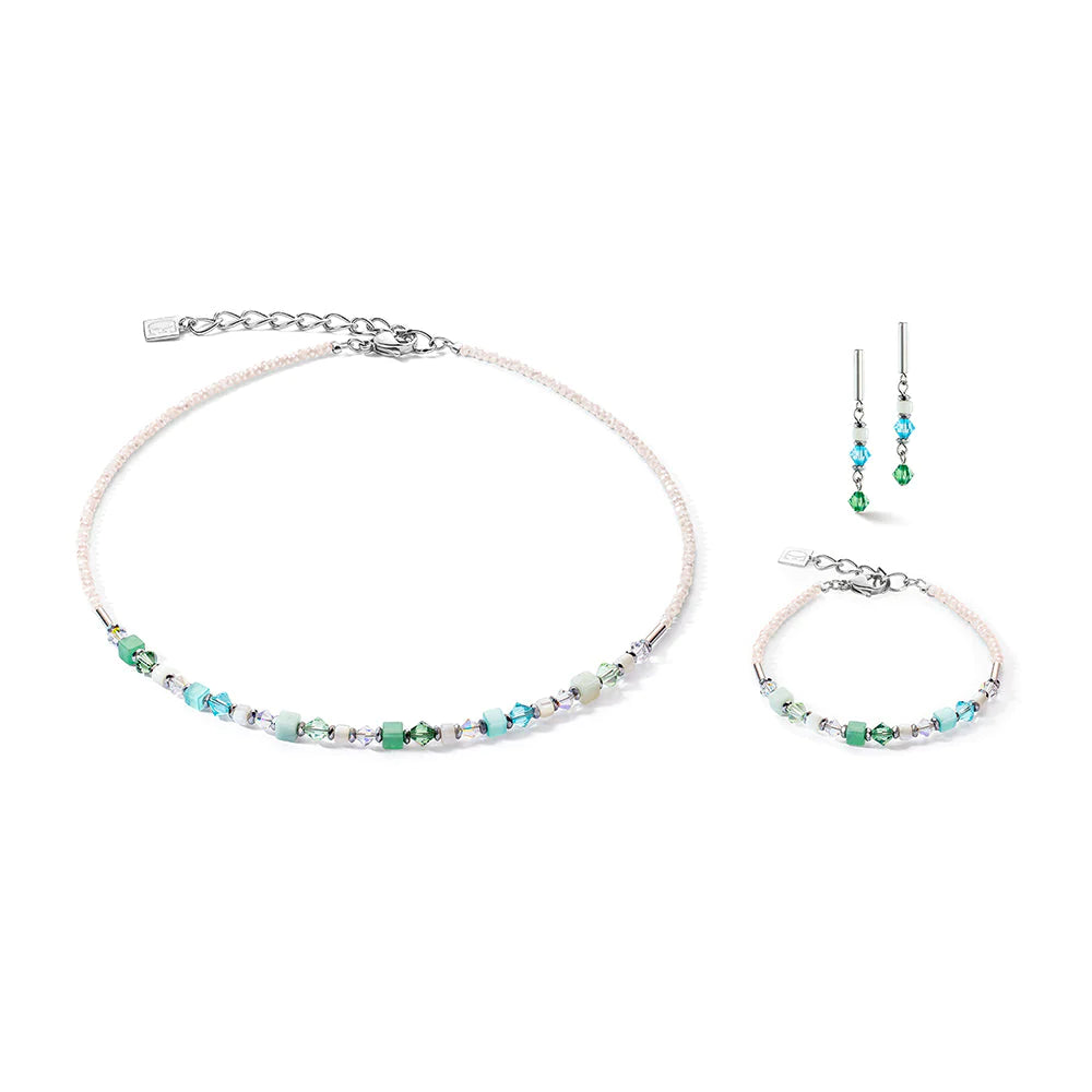 SHIMMERING TURQUOISE, GREEN, WHITE & SILVER SET