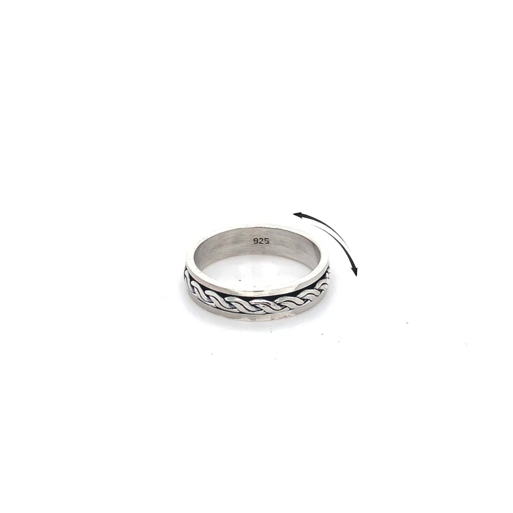 Spinner Ring - Sterling Silver w/ Braided Wave Design