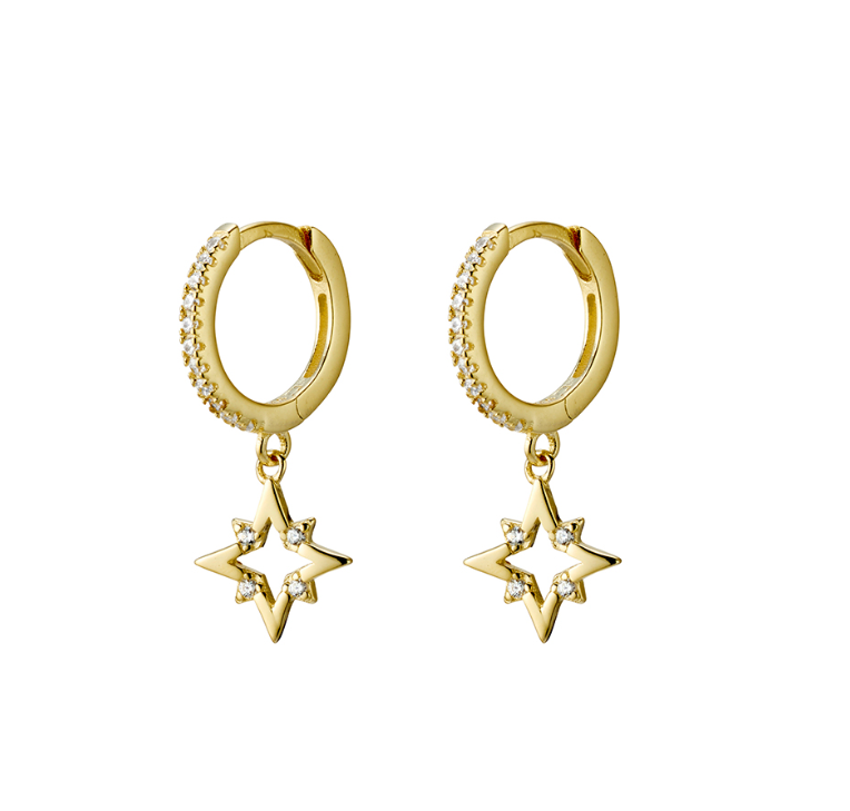 CZ with Star Charm Huggie Earrings colours