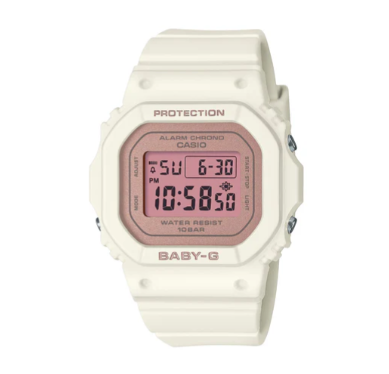 Baby G Digital Spring Colours LED, RoseGold Face/Cream Resin Band Watch