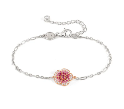 Crysalis: Flower with CZ Sterling Silver Bi-Tone Rosegold Bracelet