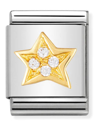 BIG Links - White Star with CZ in Gold