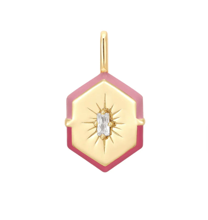 Pop Charm - Gold Enamel Hexagon Charm