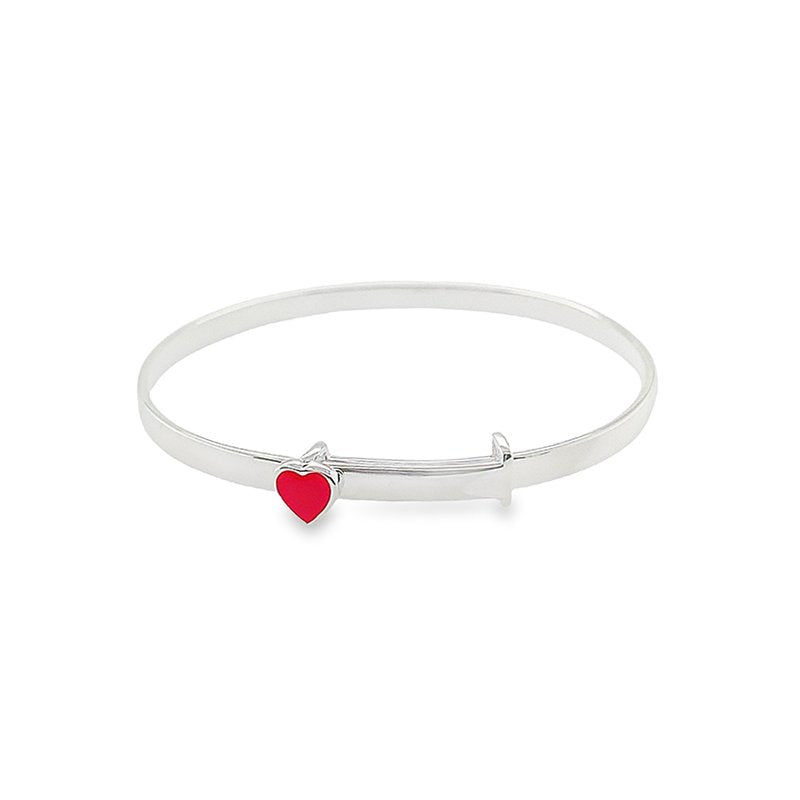 My Little Angel: Coco Red Heart Slider Silver Bangle