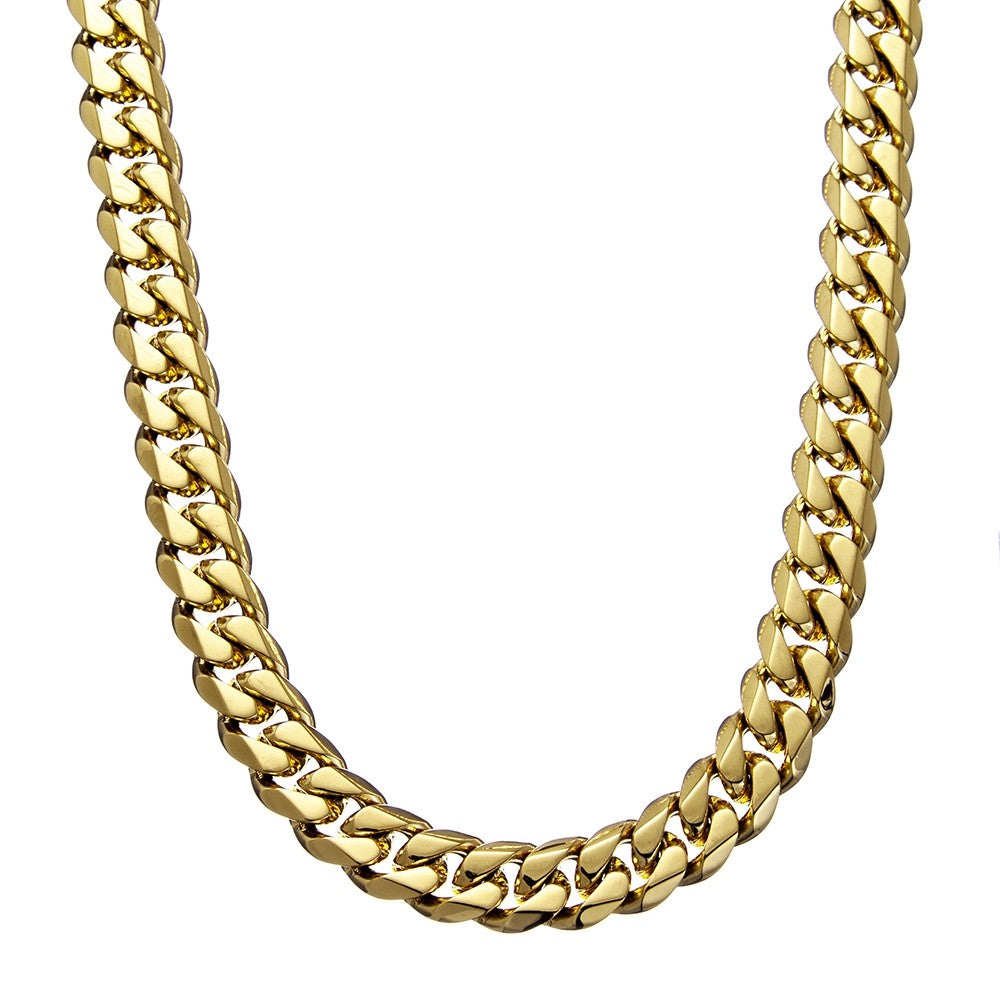 Necklace- 55cm Stainless Steel YGP 12mm Cuban Link