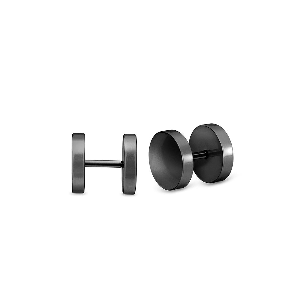 Stud Earring - Black Stainless Steel Circle