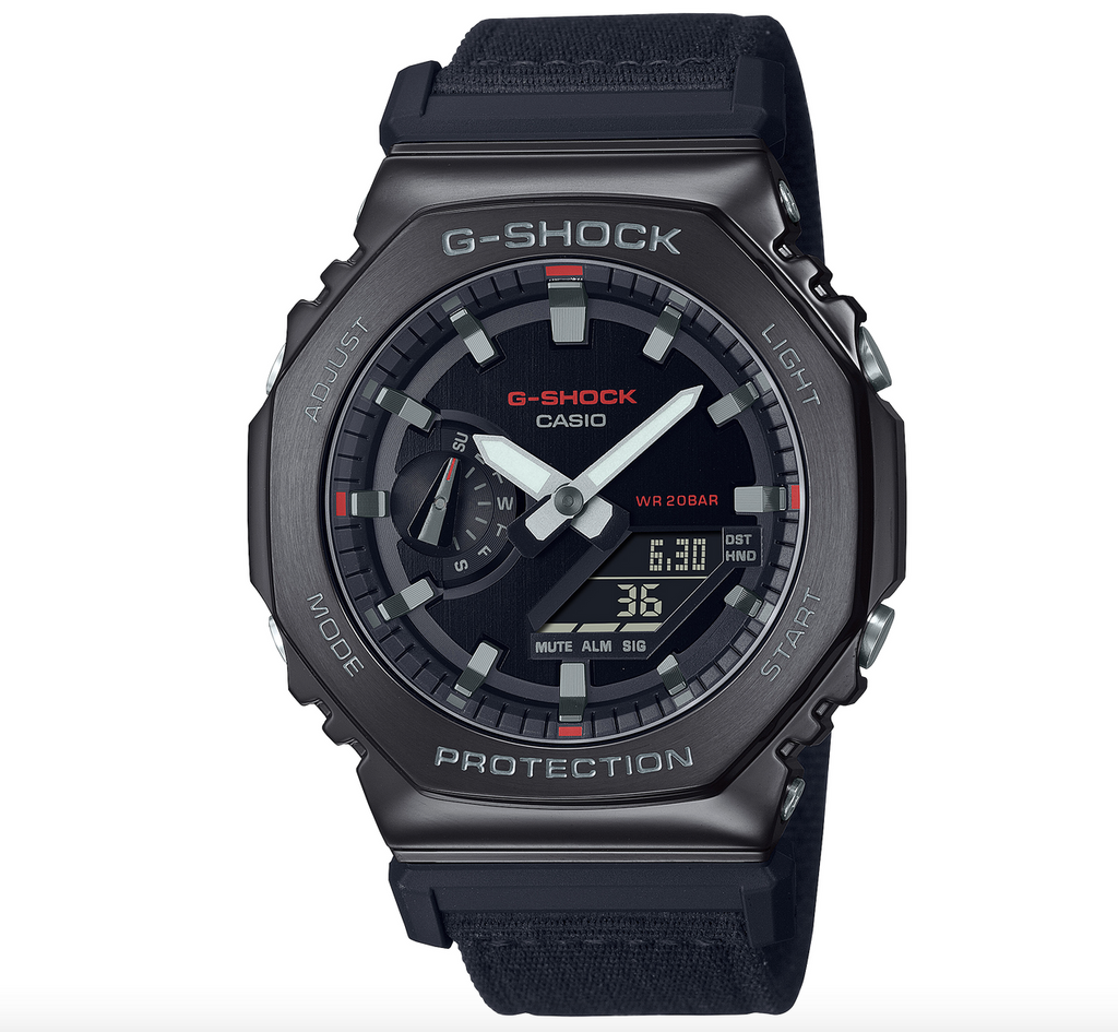 G Shock Duo Utility Collection LED Black Face/Bezel Cloth Watch