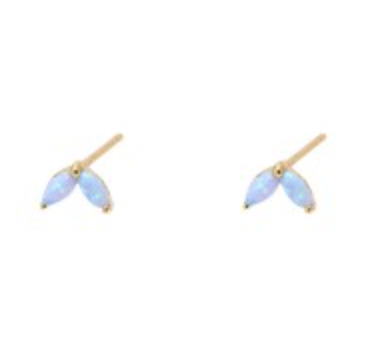 Blue Opalite Gold Stud Earrings