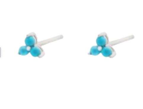 Turquoise CZ Triangle Stud Earring