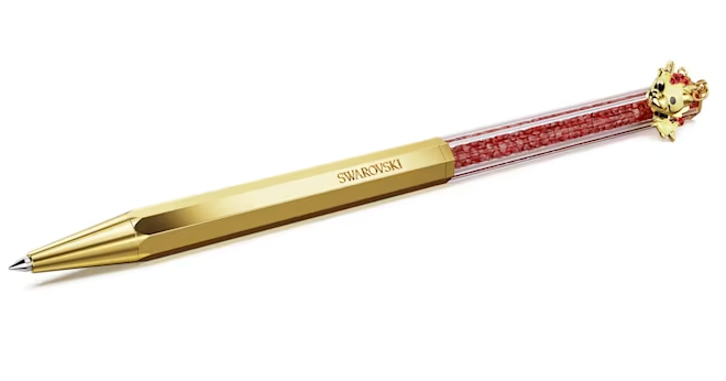 Dragon & Phoenix ballpoint pen Dragon, Red, Gold-tone plated in