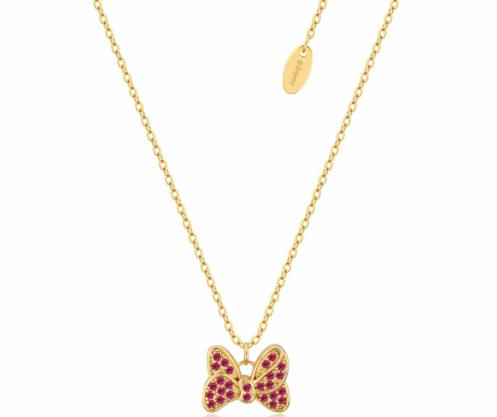 Precious Metal Minnie Mouse Red CZ Gold Necklace