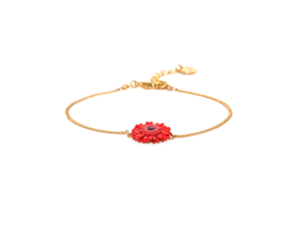 RUBY red gerbera flower bracelet
