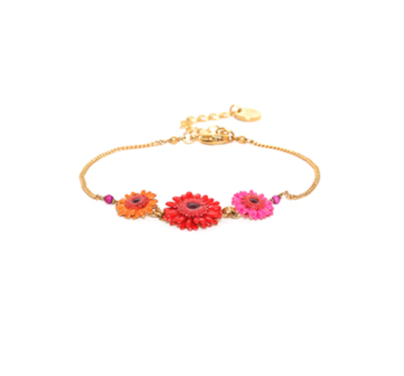 RUBY 3 gerbera flower bracelet