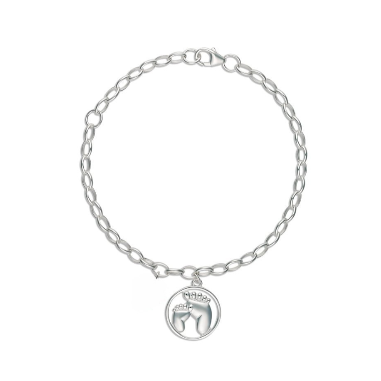 My Little Angel:  Bowie Belcher Bracelet with Footprint Charm Silver