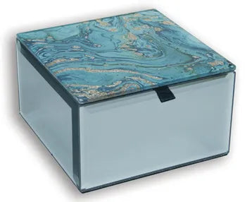 Fortune of Blue Glass Marble Trinket Box