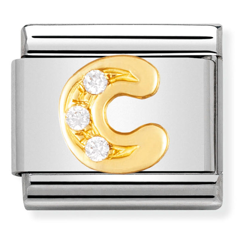 18ct Gold and CZ Letter C Charm