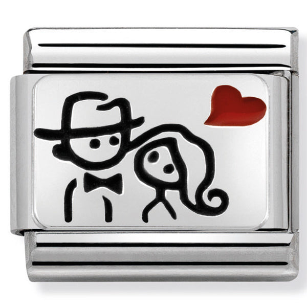Nomination Couple With Heart Red Enamel Silver Charm 