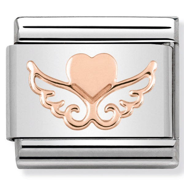 Nomination Flying Heart Rose Gold Charm 