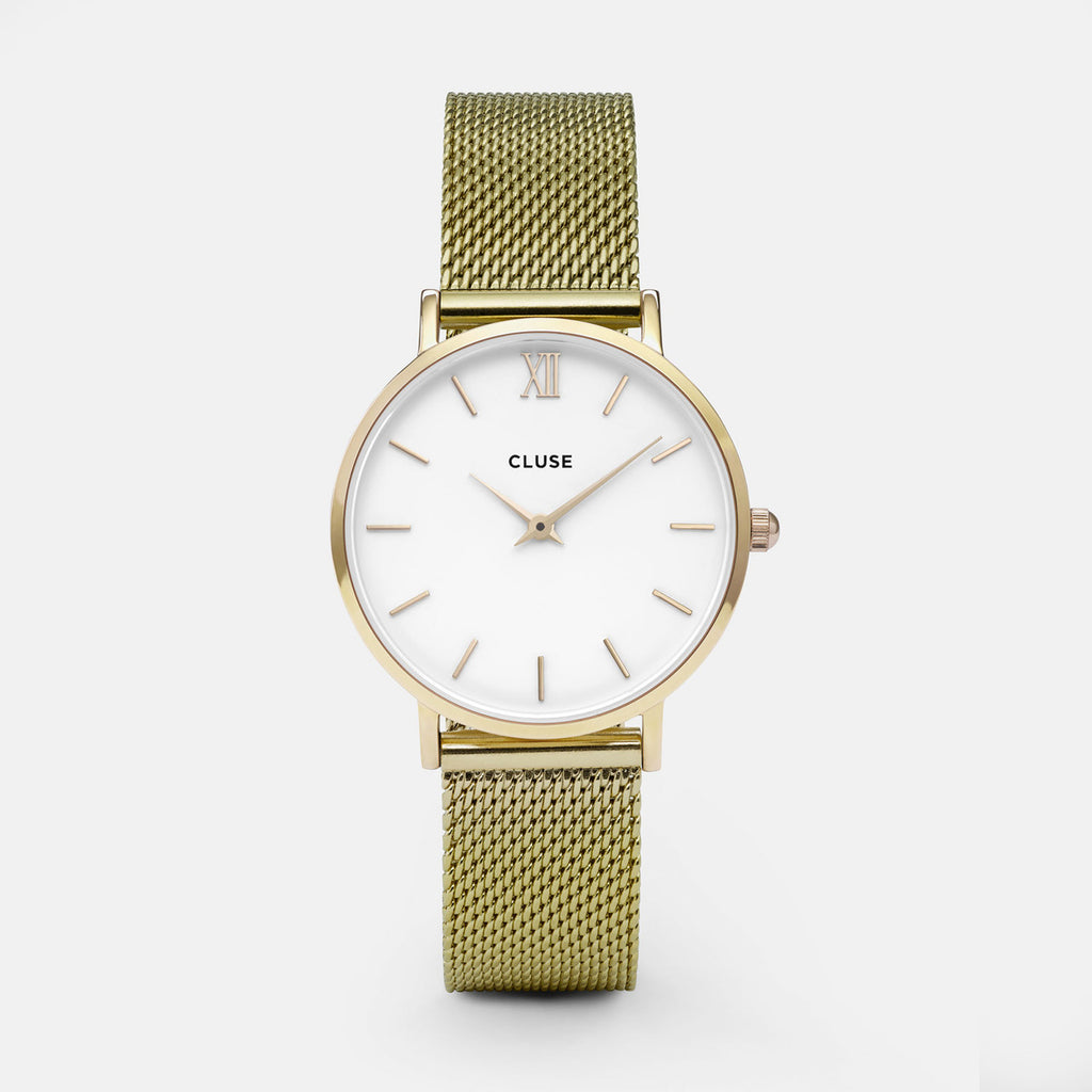 Cluse Minuit Mesh Gold/White Watch