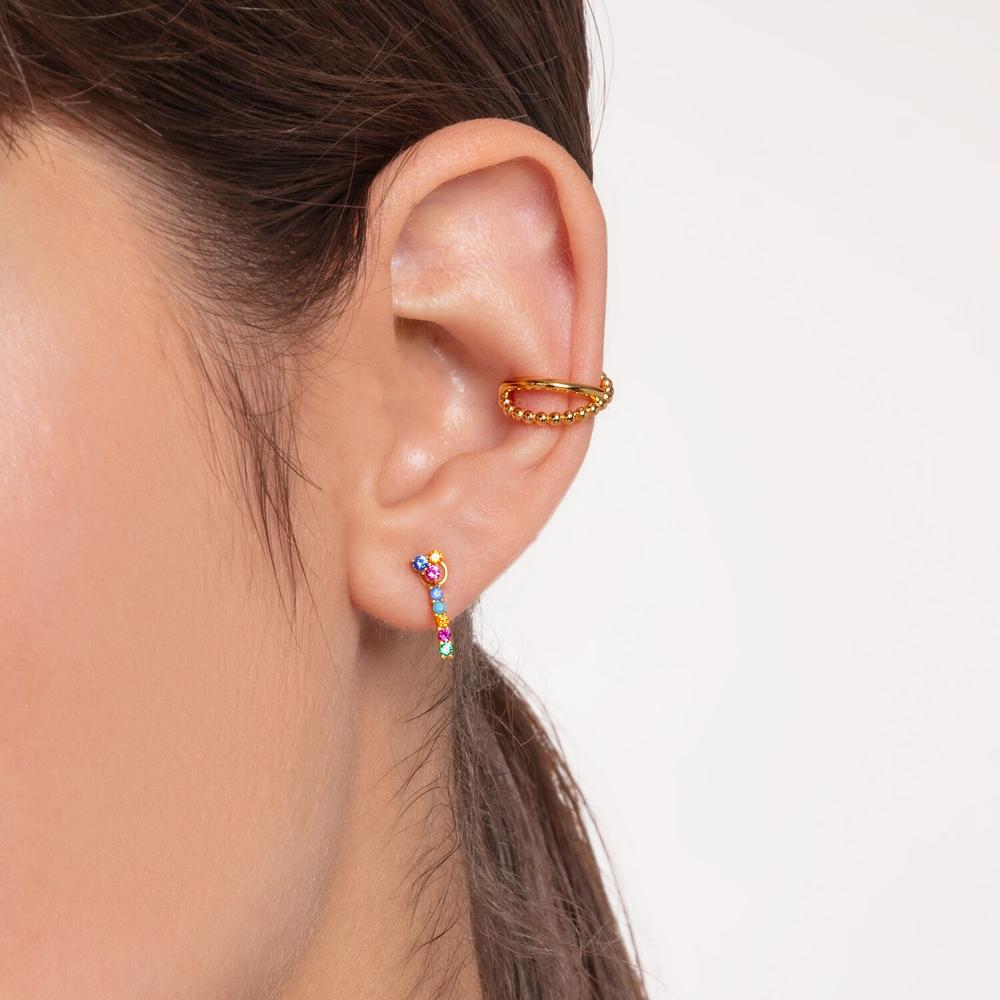 Triangle Colourful CZ Gold Ear Single Studs – Forever Jewellery Online