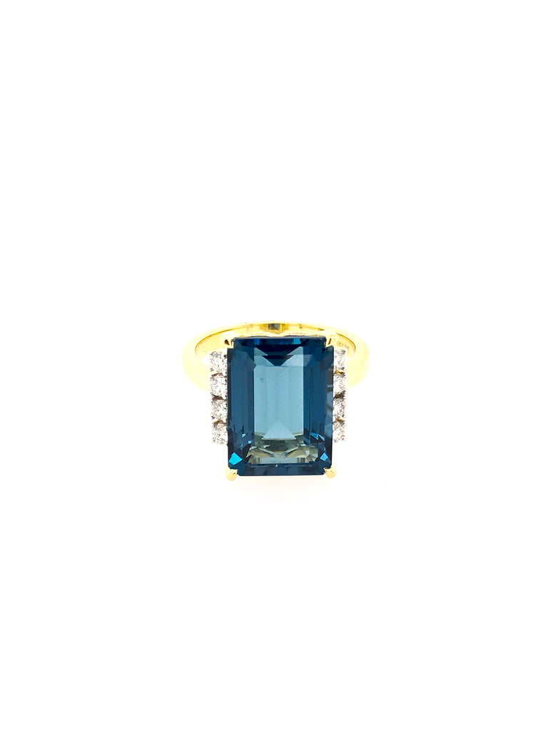 London Blue Topaz and Diamond Gold Ring 