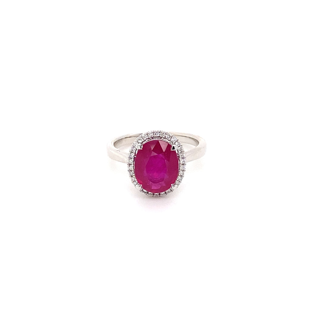Ruby Oval Platinum Ring