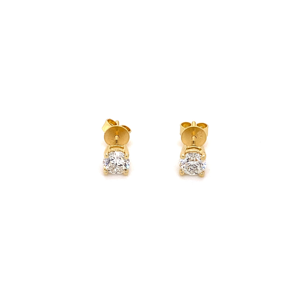 Half Carat Diamond Earrings in Yellow Gold