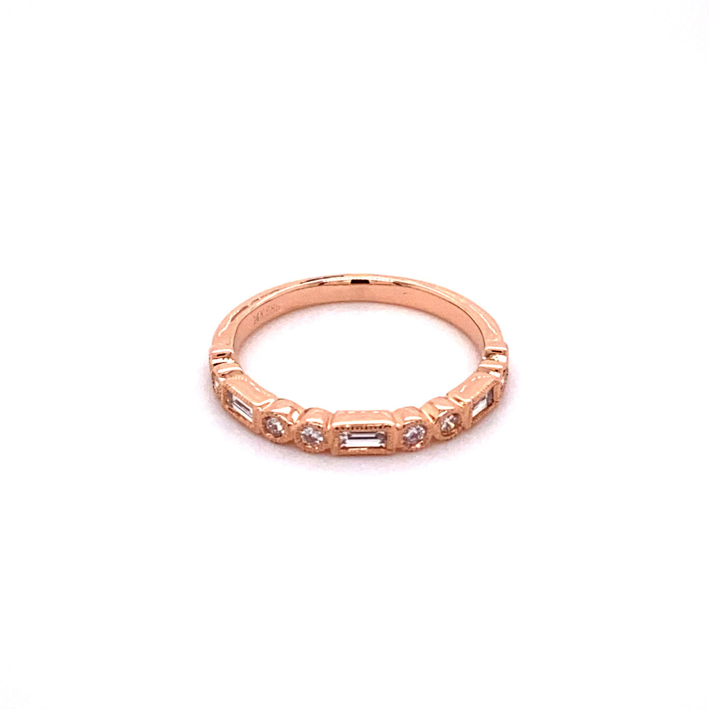 Baguette Round Rosegold Band
