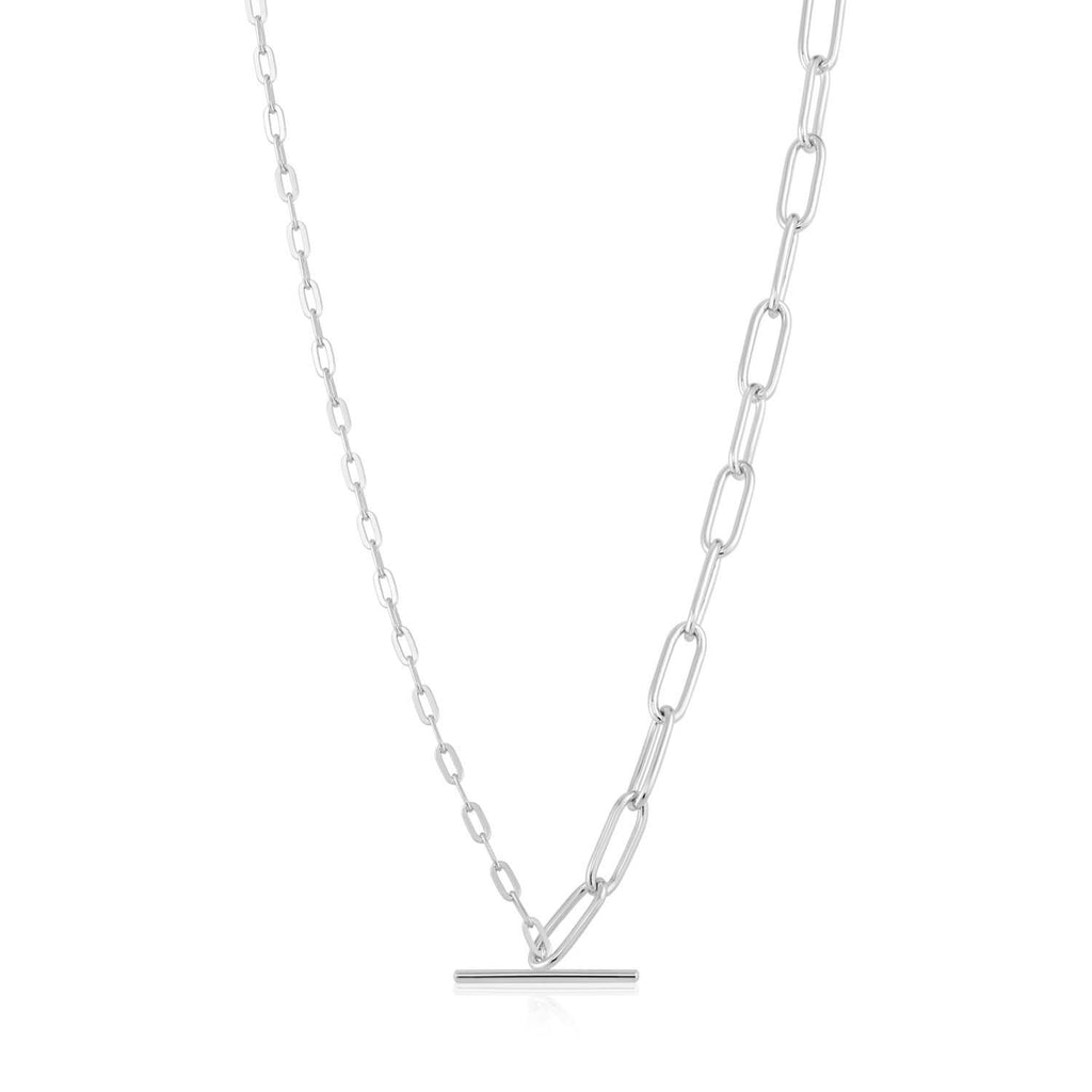 Chain Reaction T-Bar Silver Necklace