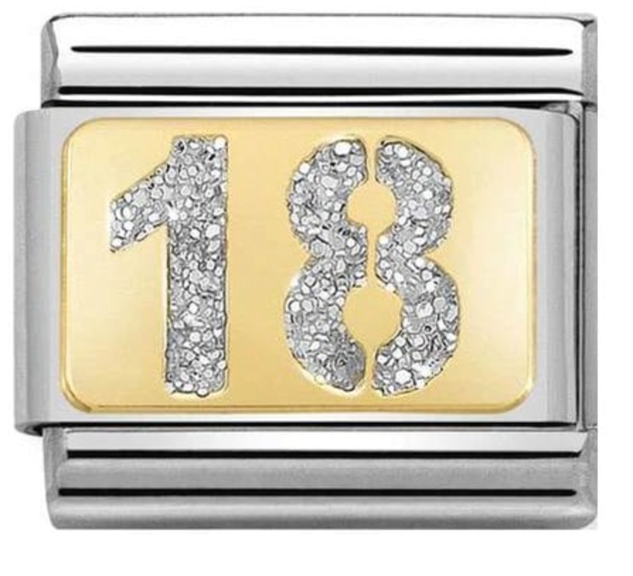 18th Glitter Gold Charm
