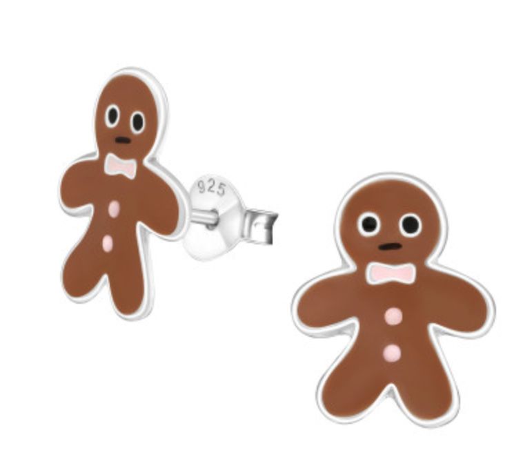 Kids Christmas Gingerbread Man Earrings