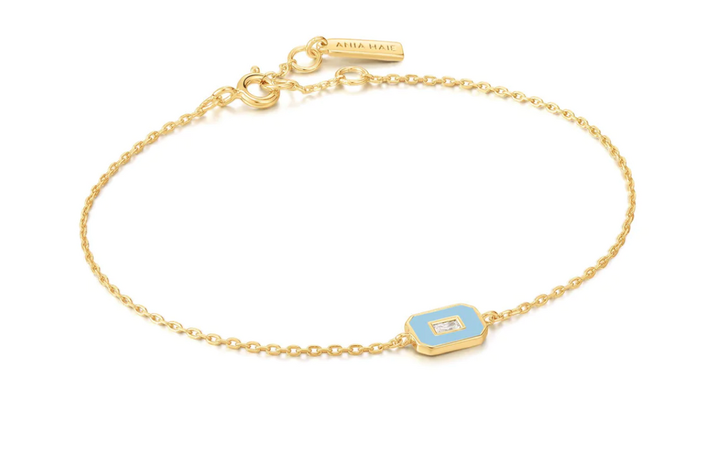 Blue Enamel Emblem Gold Bracelet