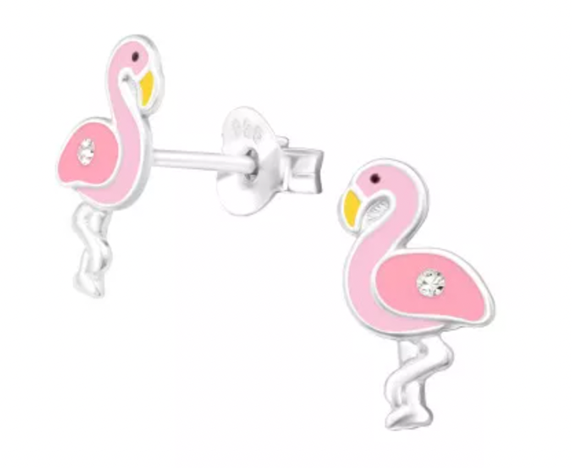Kids Flamingo Stud Earrings with Crystal