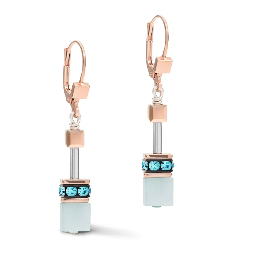 Geo Cube Onyx, Howlite & Landscape Jasper Earrings