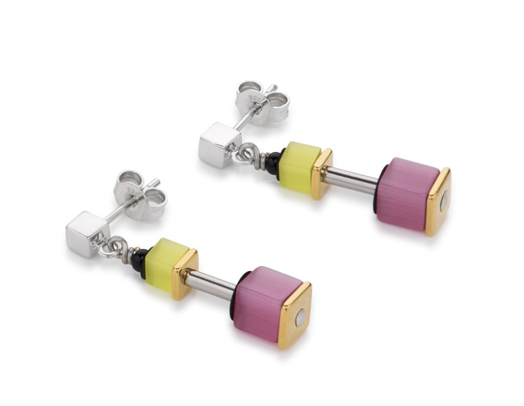 Multicoloured Synthetic Tiger Eye Earrings