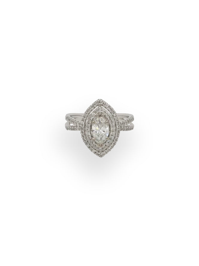 Marquise Diamond Ring with Double Halo