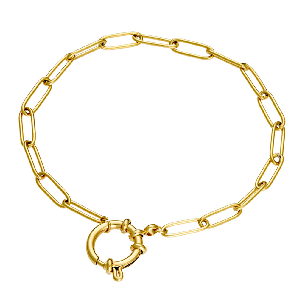 Seren Stainless Steel Gold Plated charm bracelet with 14MM Clasp