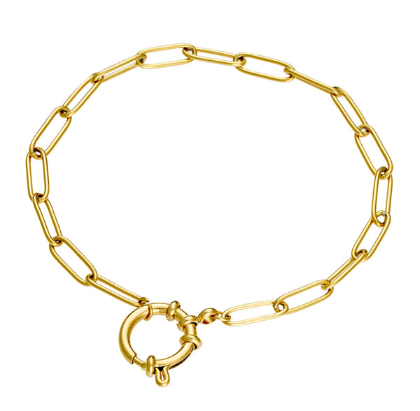 Seren Stainless Steel Gold Plated charm bracelet with 14MM Clasp
