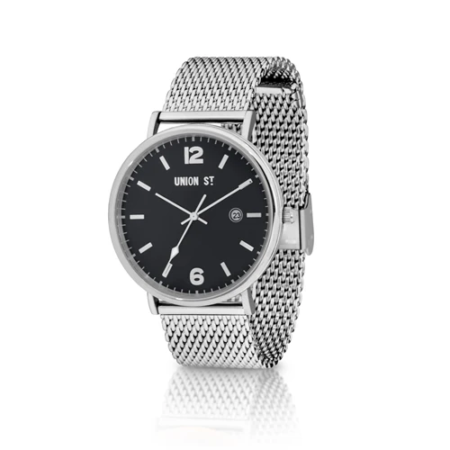 Union St - Black Face S/Steel Mesh Watch
