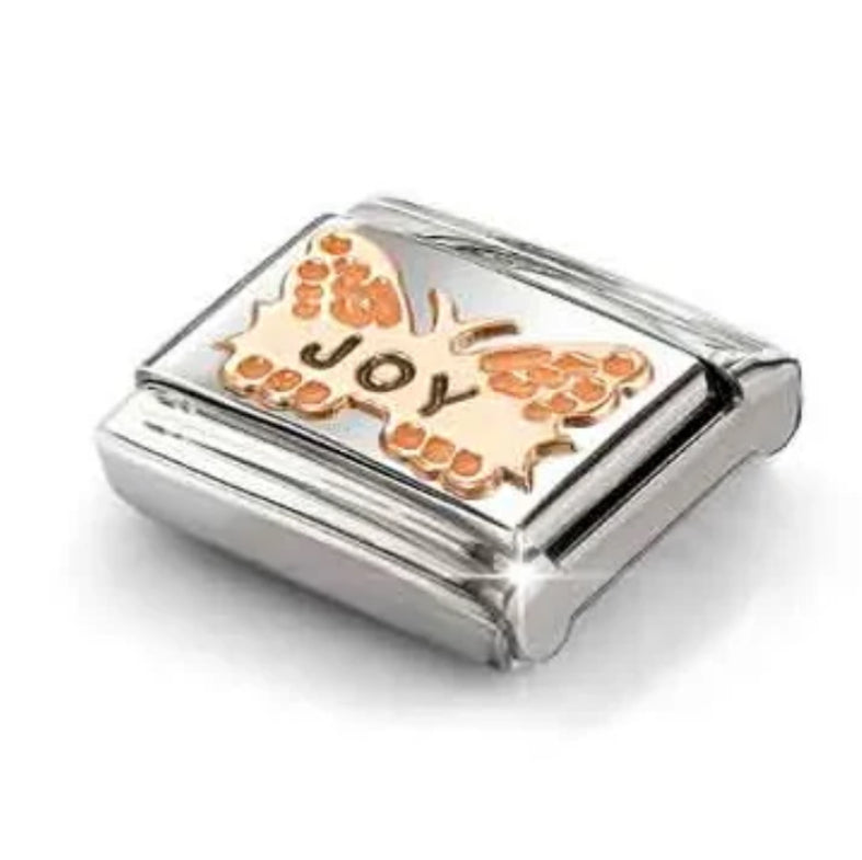 Symbols - Orange ‘Joy’ Butterfly Rosegold Charm