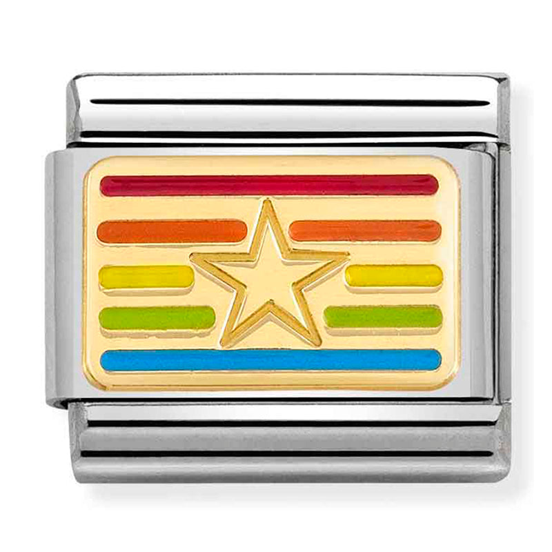 Symbols - Rainbow Star Flag Gold Charm