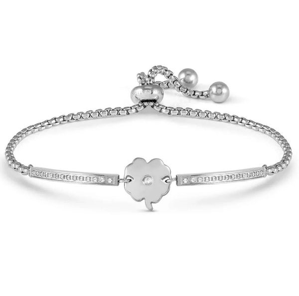 Milleluci Refined Four Leaf Clover with CZ Stainless Steel Bracelet