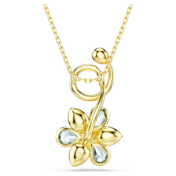 Idyllic Multicoloured Flower Mixed Cuts Gold Drop Necklace