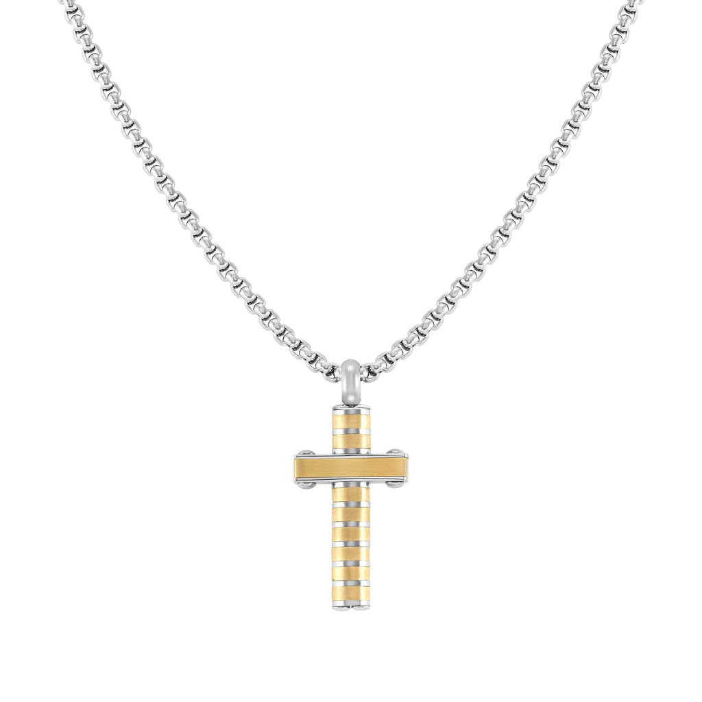 Strong Diamond Necklace w/ Gold PVD Cross