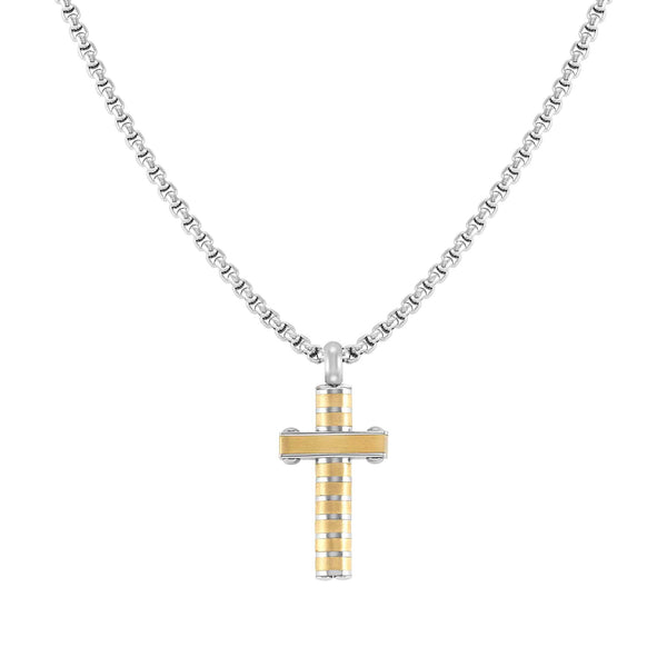 Strong Diamond Necklace w/ Gold PVD Cross