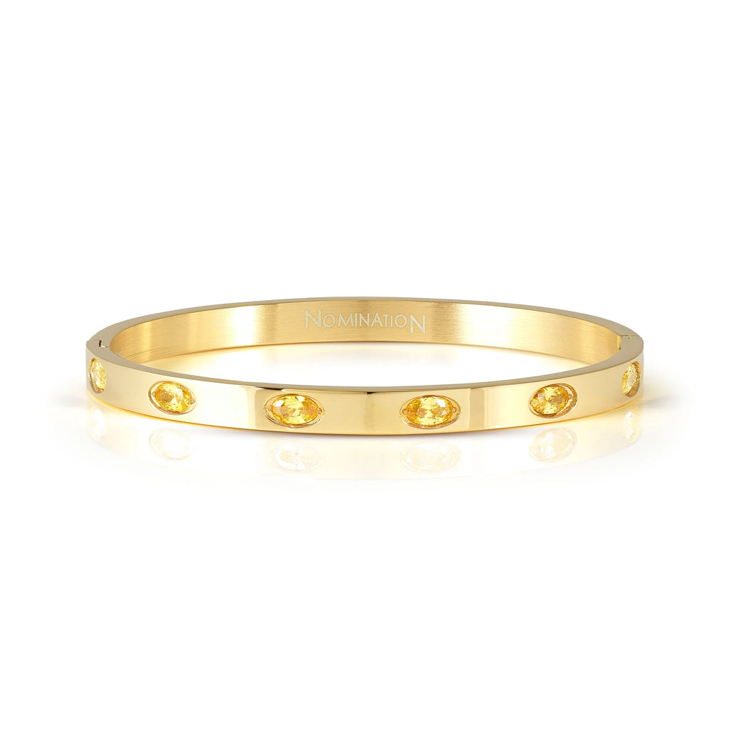Pretty Bangles: Gold PVD Thick 6 Oval Yellow CZ