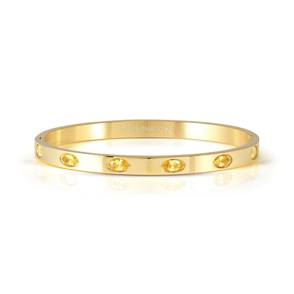 Pretty Bangles: Gold PVD Thick 6 Oval Yellow CZ