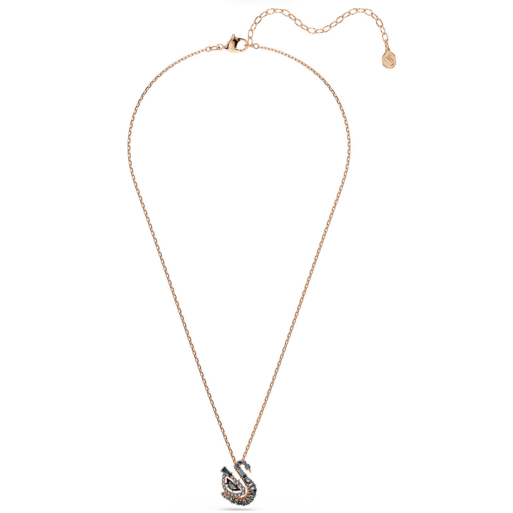 Swan: Black Mixed Cut Crystals Swan Rosegold Pendant